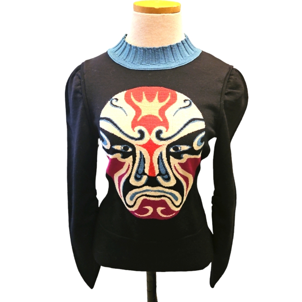 Vintage Vivienne Tam Opera mask 100% wool sweater Rare find EXCELLENT CONDITION